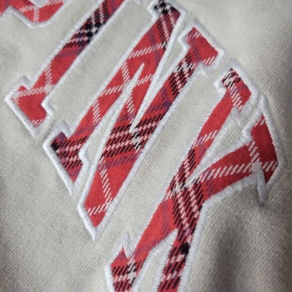 CHRISTMAS RED PLAID LOVE PINK VICTORIA'S SECRET SWEATSHIRT XL EXTRA LARGE - Picture 5 of 6